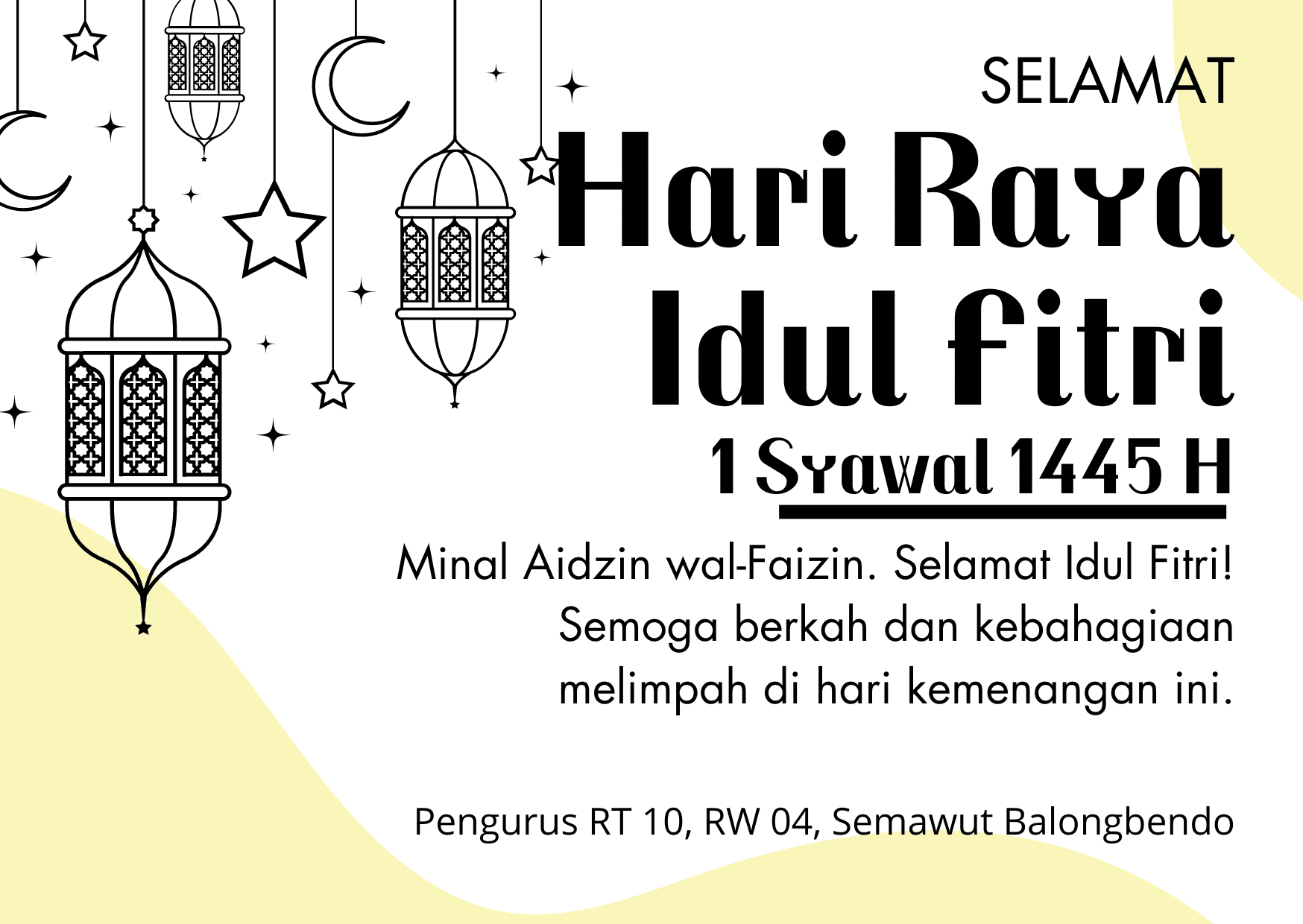Template ucapan Hai Raya Idul Fitri